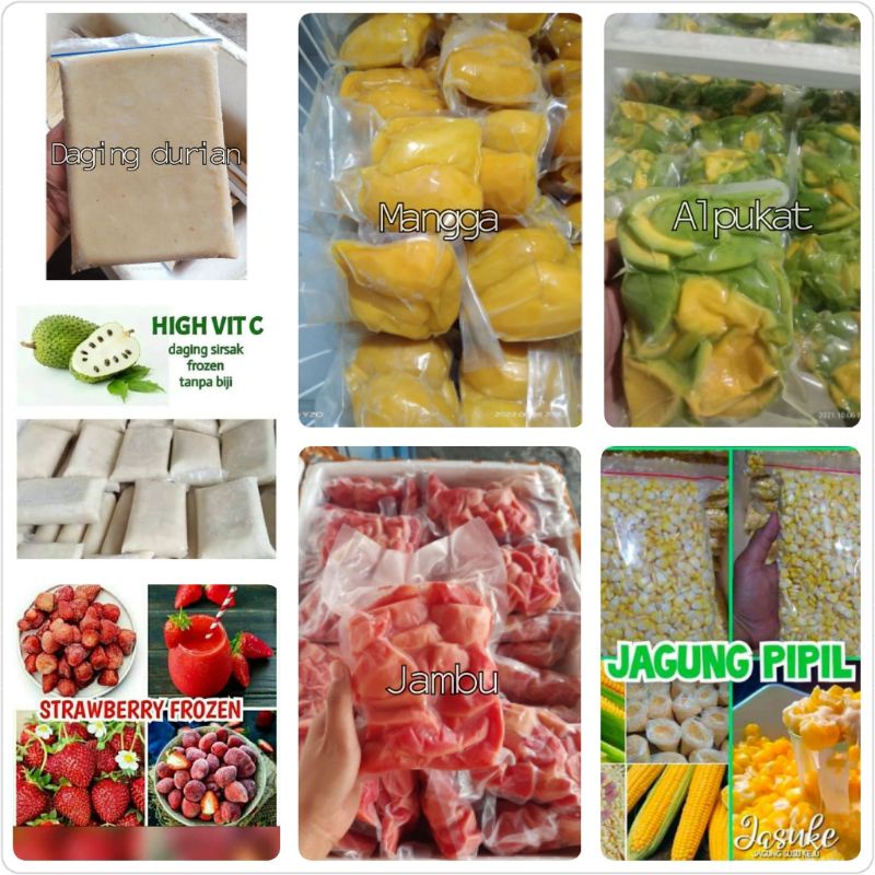 

Buah Frozen/Buah-buahan frozen/buah beku/Buah-buahan beku/Nangka Frozen/Sirsak Frozen/Nanas Frozen/Alpukat Frozen/Jambu Non Biji Frozen