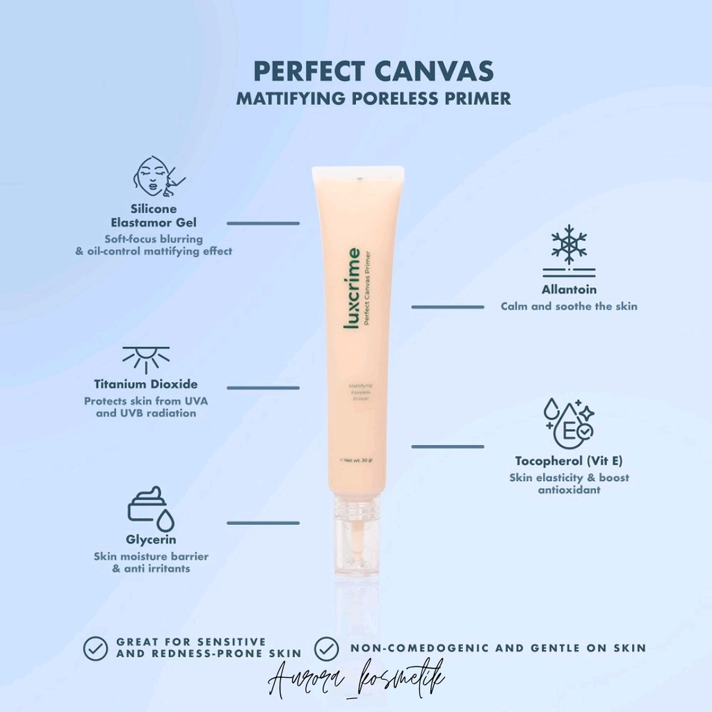 LUXCRIME Perfect Canvas Primer Mattifying Poreless Primer