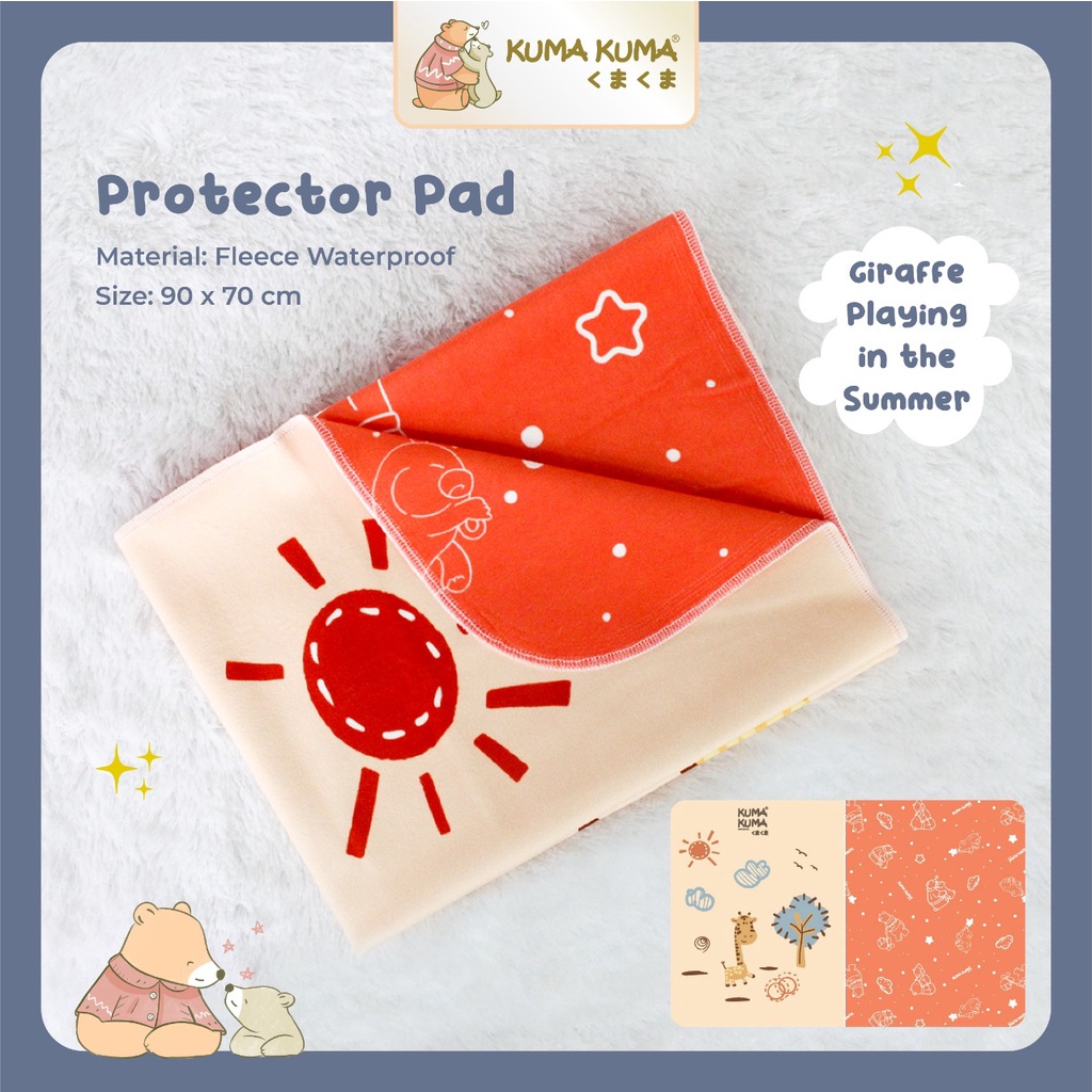 Perlak Bayi Fleece Waterproof Kuma Kuma / Protector Pad 90x70cm