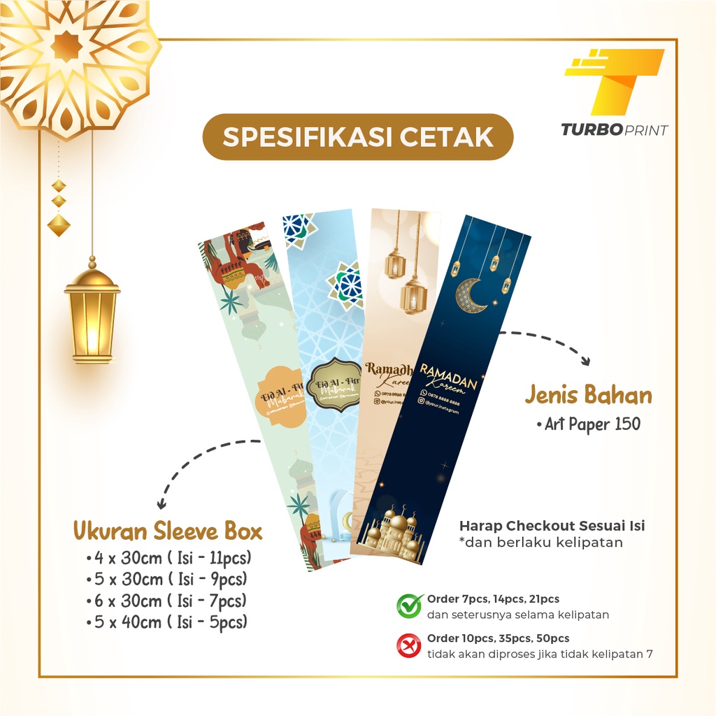 Cetak Sleeve Box Makanan Spesial Ramadhan &amp; Idulfitri Label Hampers Segel Box - Paper Belt Kemasan