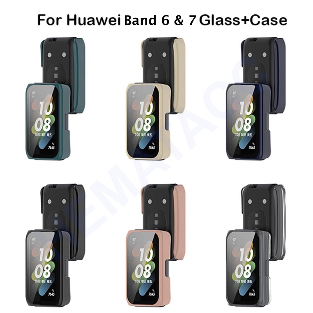 Tempered Screen Hard Case Huawei Band 7 / 6 &amp; Honor Band 6 Hematacc