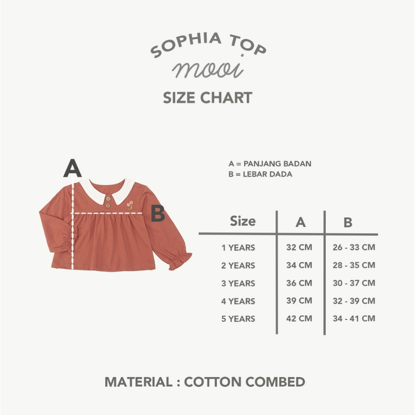 Mooi Sophia Top 1-5 Tahun Blouse Panjang Bordir Fashion Anak Perempuan Muslim Raya Lebaran CBKS