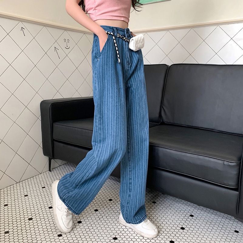 Celana jeans baggy birumuda pleats import