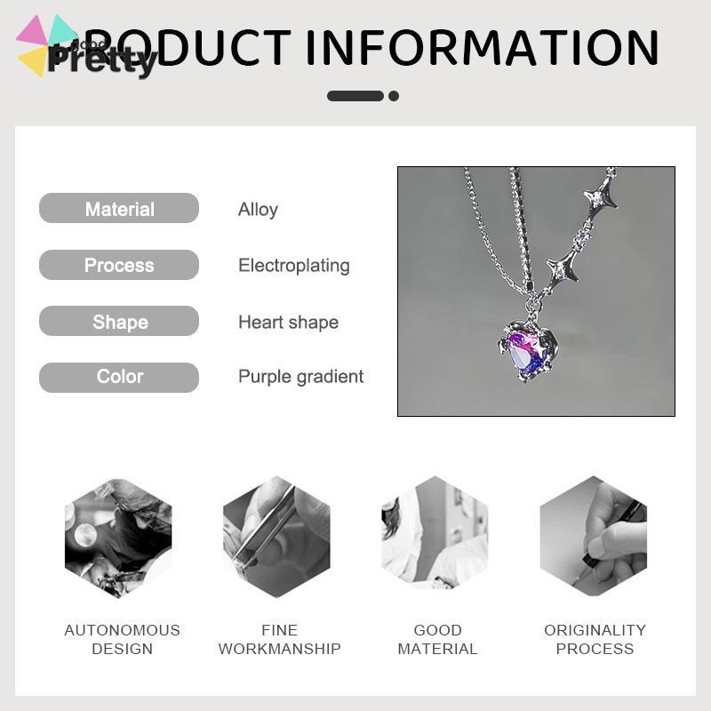 Kalung Wanita Square Zircon Lapisan Ganda Rantai  Hip Hop   Musim Dingin Musim Gugur  Desain Sense - PD