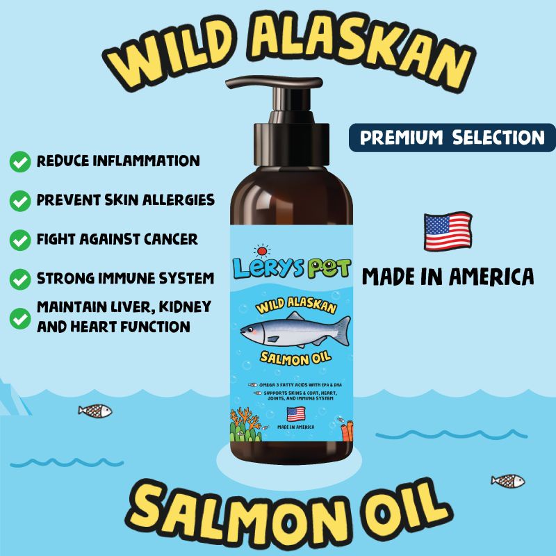 Minyak Ikan Salmon Alaska untuk Anjing dan Kucing Suplemen -3 Kesehatan Kulit dan Bulu Tersedia Berb