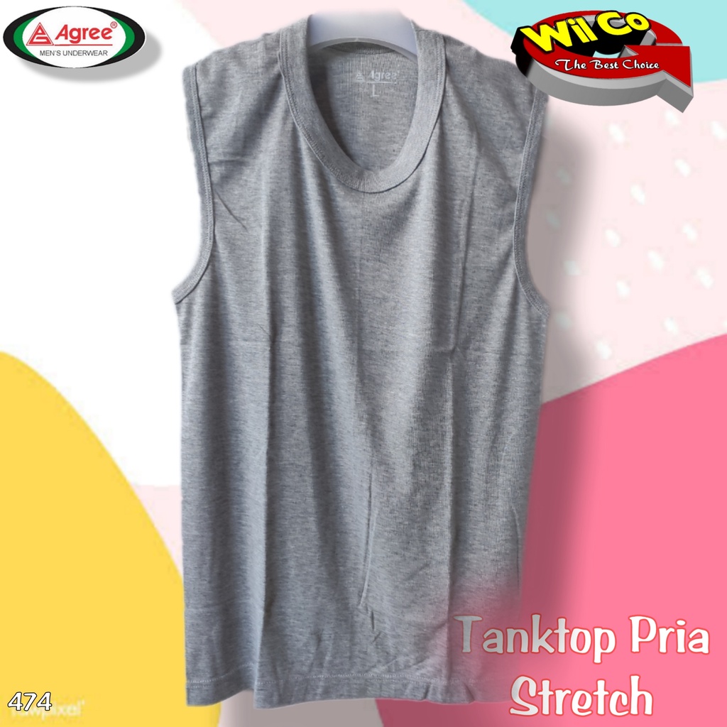 K474 - KAOS DALAM KAOS PRIA STREECH AGREE SPORT TANPA LENGAN PAKAIAN DALAM PRIA SIZE M - XL HARGA PER 1 PCS