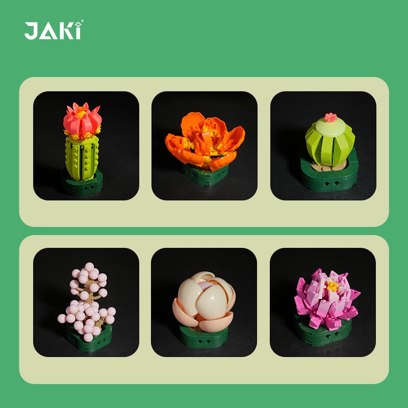 JAKI Nano Block Pot Sukulen Bunga DIY Mini Flower Blok Bangunan Bonsai Kreatif Dekorasi