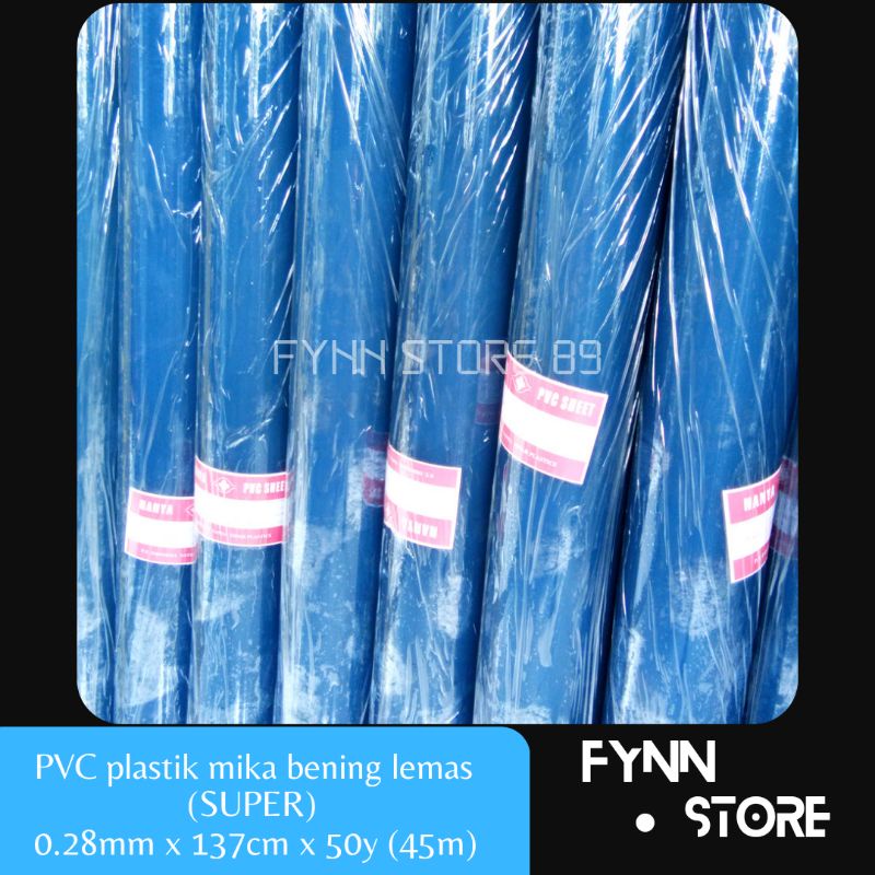 

PVC plastik mika bening lemas (SUPER) tebal 0.28 mm x 137 cm x 50 yard (45 m) dijual per roll