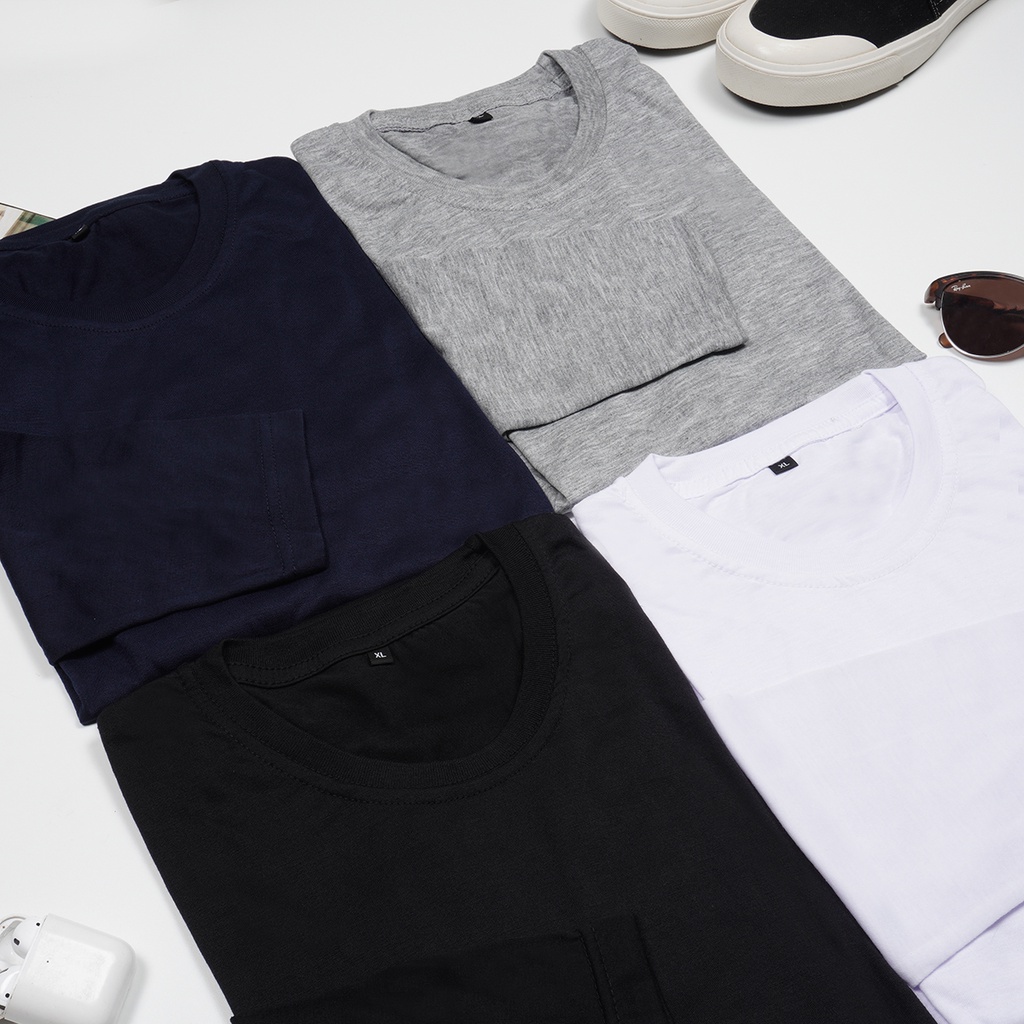 KAOS LENGAN PANJANG PRIA WANITA COTTON PREMIUM ROUND NECK REGULER FIT - KAOS POLOS PRIA LONGSLEEVE - Kaosindo