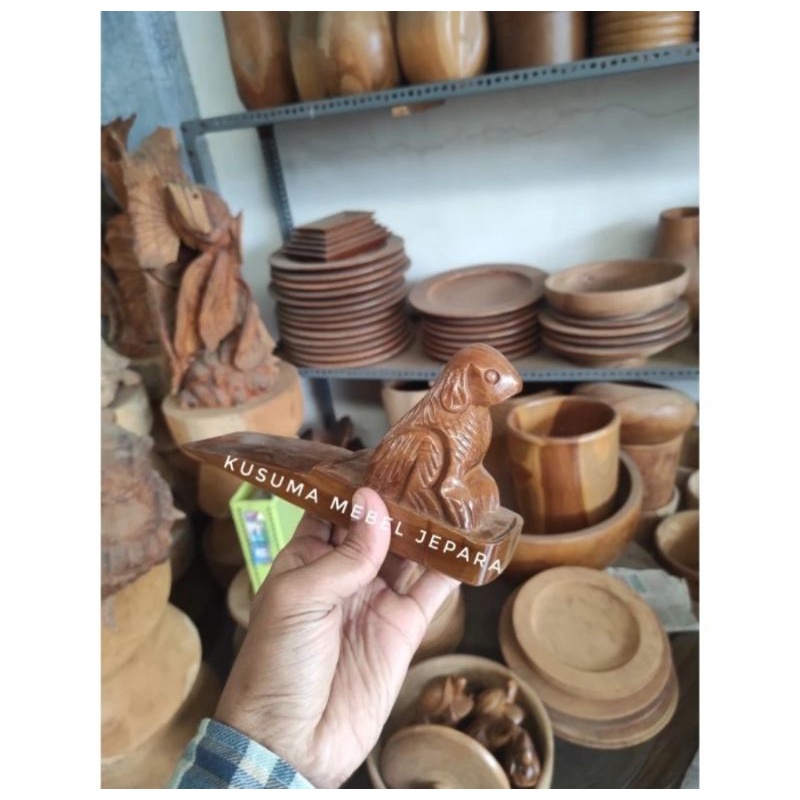 Ganjal Pintu Model Anjing Kayu Jati (Panjang 20cm)