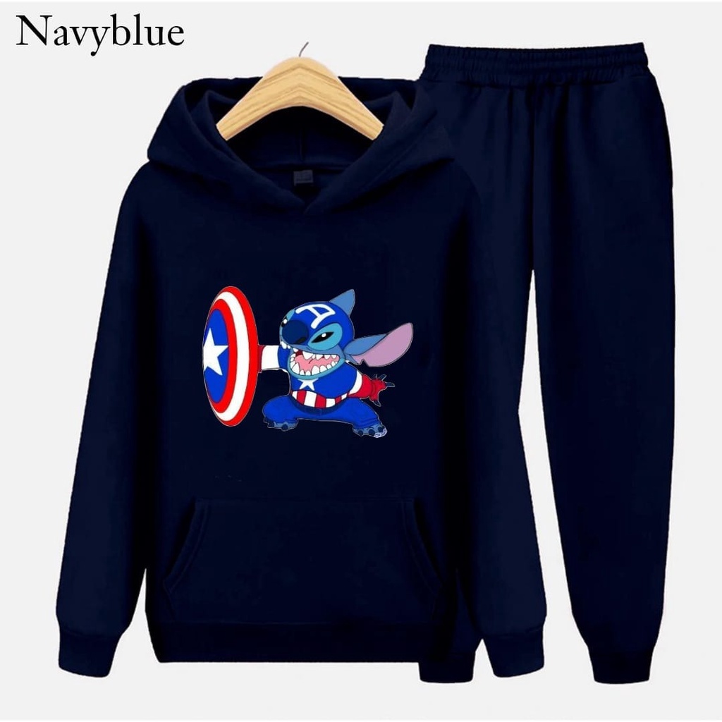 Hzl_outfit Setelan Hoodie Sweater Anak Laki-Laki Captain Lilo (S.M.XL)