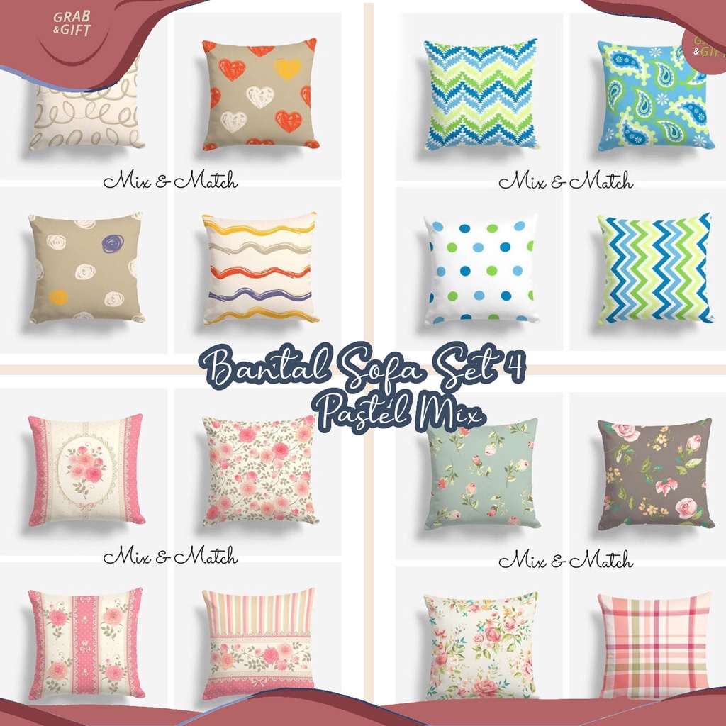 [SET ISI 4 SARUNG] SARUNG Bantal  Mix &amp; Match Shabby 40X40 cm