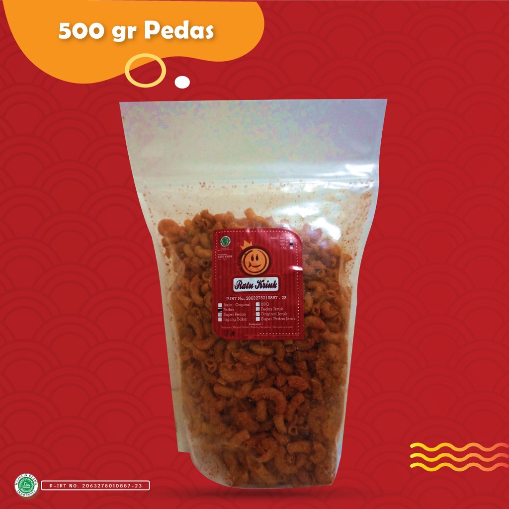 

Makaroni Pedas Gurih 500gr Ratu Kriuk