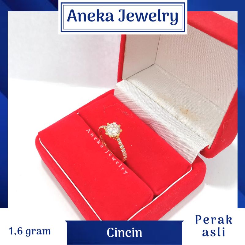 Cincin Mata Baris Full, Sepuh Emas Kuning, Perak 925