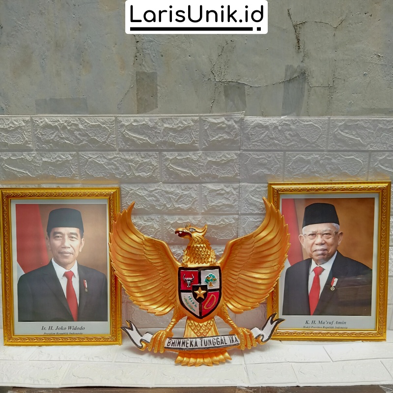 Pigura Poster Presiden Dan Wakil Presiden Lambang Burung Garuda Pancasila Hiasan 3D Dinding