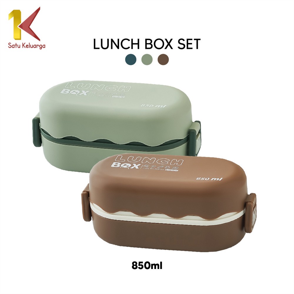 Satu Keluarga Lunch Box Bento Set 850ML C780 Kotak Makan 2 Tingkat Kotak Bekal Free Sendok Anti Tump