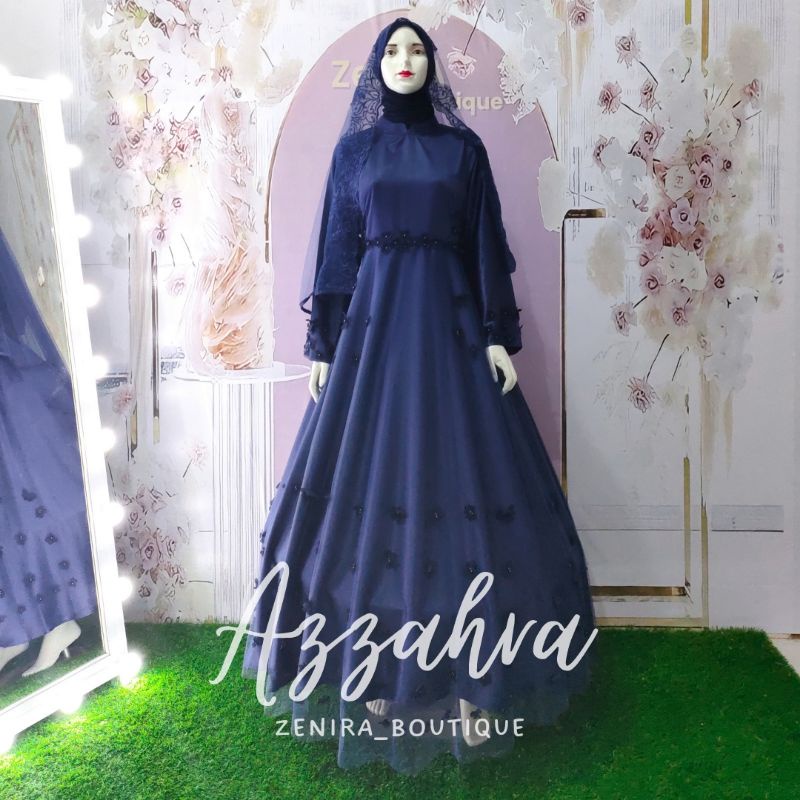 AZZAHRA Wedding Dress FREE VEIL dan PASMINA / Gaun pernikahan putih / baju akad / prewedding