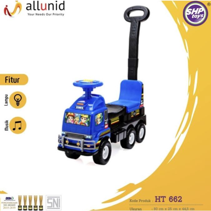 Stroller mainan anak truk dump truck dorongan musik SHP HT662 HT 662