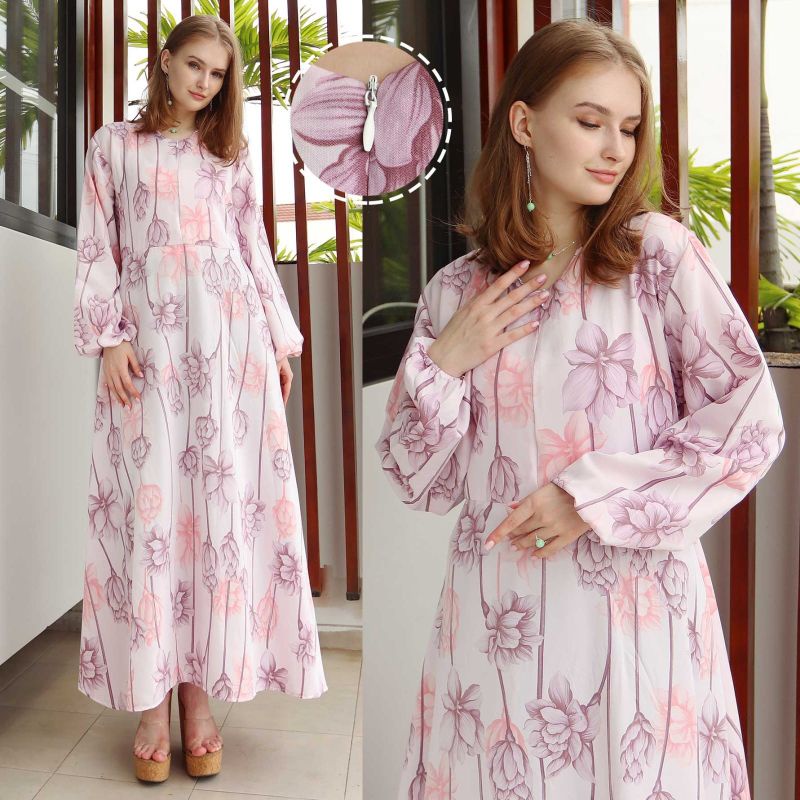 DRESS REBECCA FLOWER, MONALISA, GAMIS HIJAB MUSLIM, DRESS MAXY