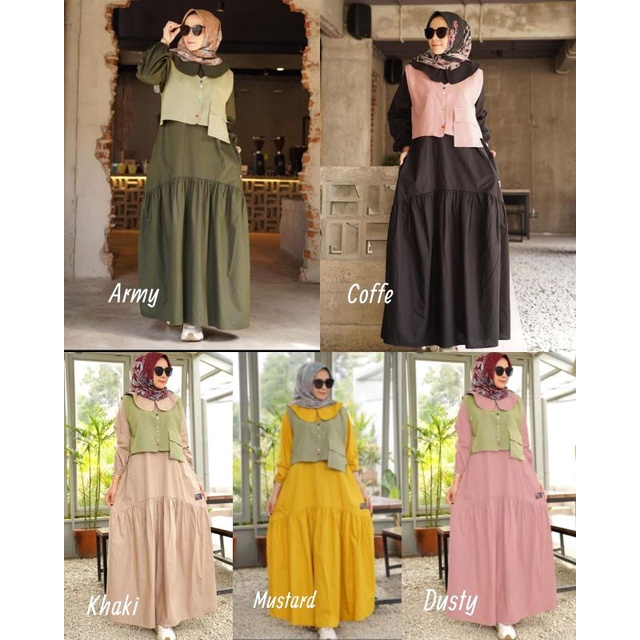 PAKET HEMAT ONE SET DRESS + VEST STELAN GAMIS PLUS ROMPI