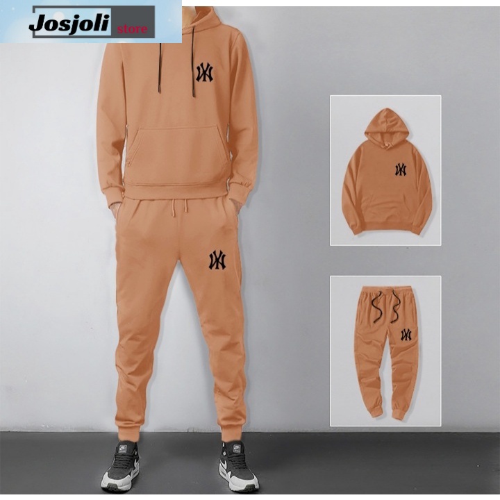 JOSJOLI_STORE/Stelan NY/Satu Stel Pria Dewasa Atasan Hoodie dan Bawahan Joger/Fit to L