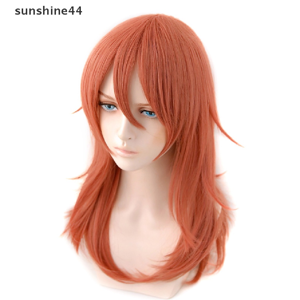 Sunshine Chain Man Cosplay Angel Devil Wig Panjang Natal Warna Orange Tua Wig Cosplay Anime Wig Tahan Panas Wig Sintetis.