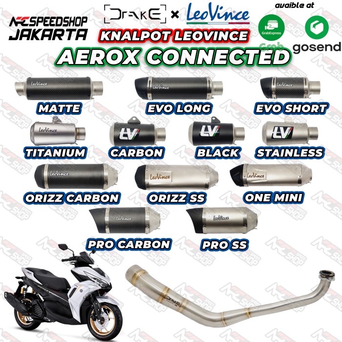 Header R9 Drake Yamaha Aerox Connected + Silencer Leovince Series #Original