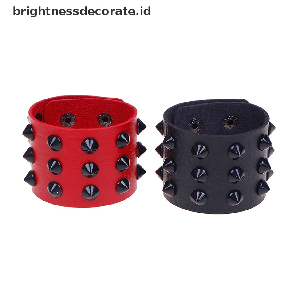 [Birth] Gelang Kulit Asli Rock Gothic punk Bangle Stud Cuff Wristband Jewelry [ID]