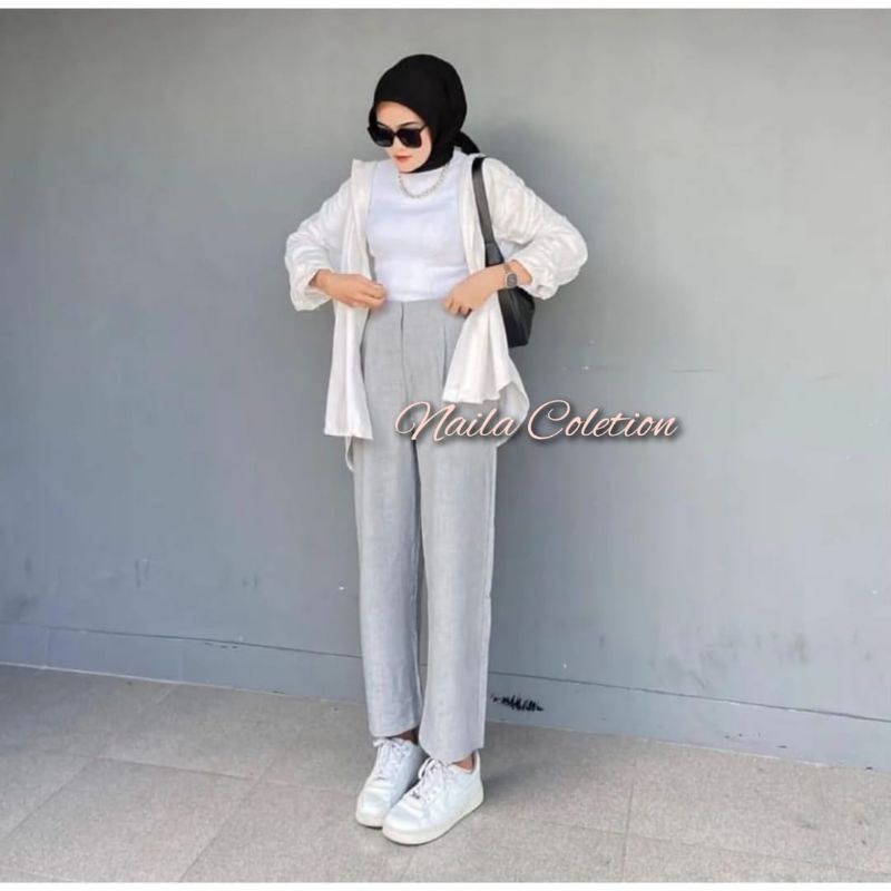 Kemeja Wanita Linen Oversize Olivia Shirt Linen Pocket/blouse wanita Linen poloskok