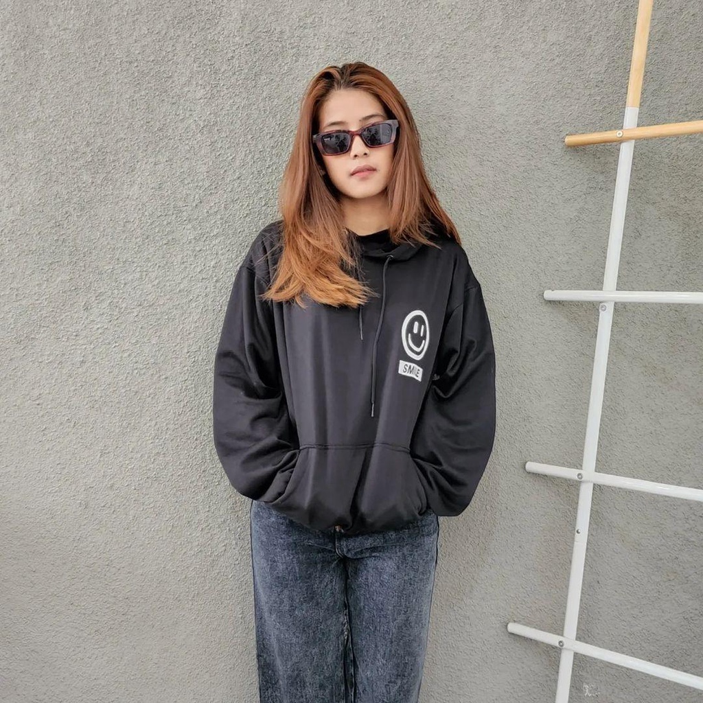 Hoodie Sweater SMILE BLACK bisa untuk jaket pria/wanita