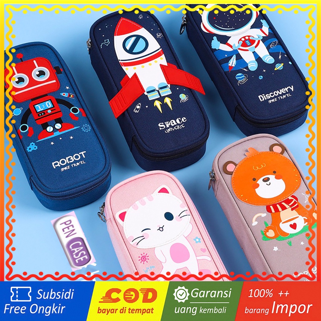 

TXS07 Korean Pen Pencil Case Kanvas Anti Air Kotak Tempat Pensil MKT