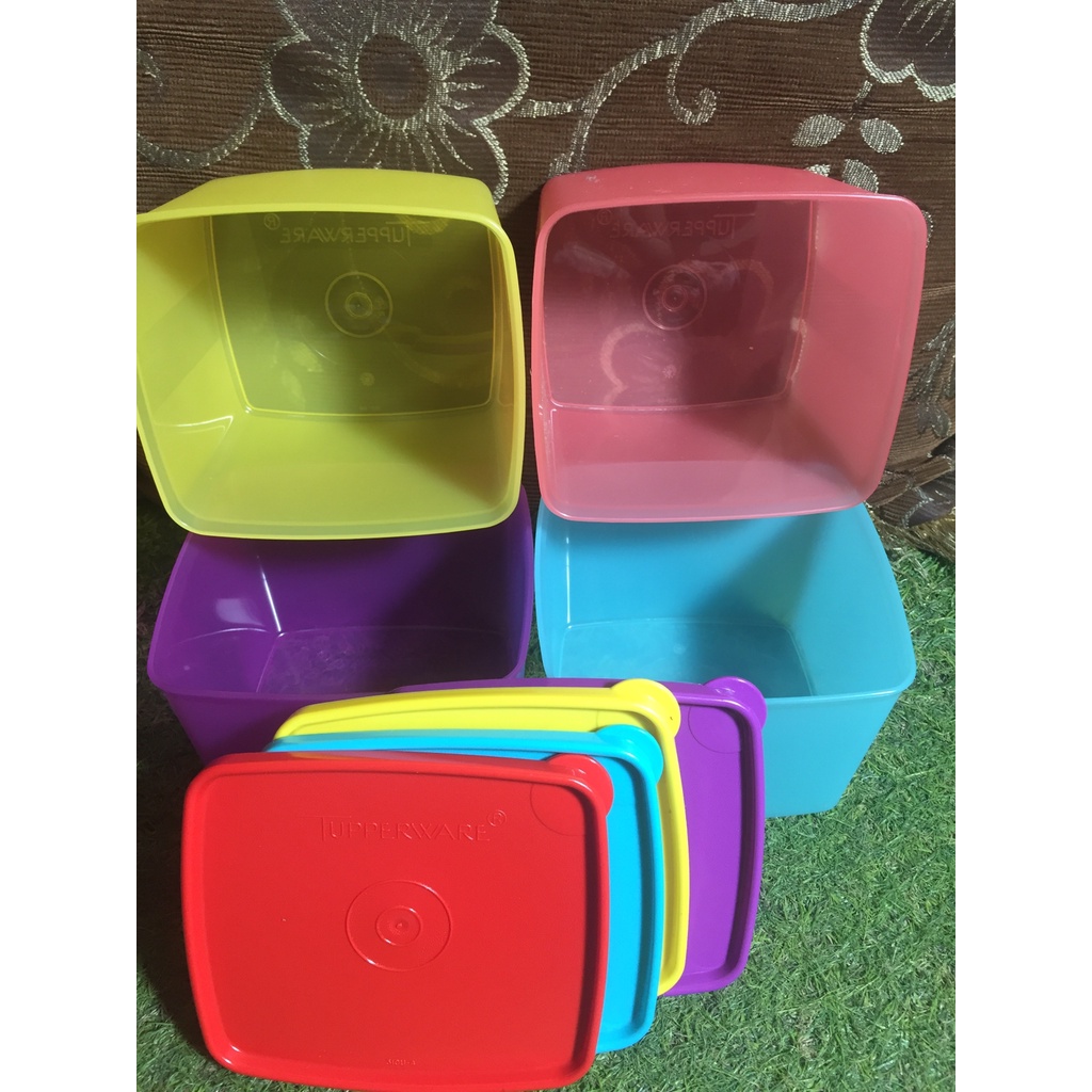 TUPPERWARE MEDIUM SQUARE ROUND(4)