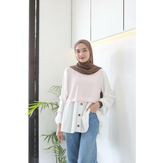 SYAHIA TOP Trend hijabers remaja model terbaru kuliah baju cewek atasan pakaian muslim polos wanita 