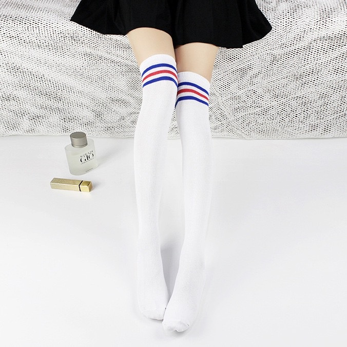 Kaos kaki sock cosplay panjang fashion coklat casual remaja dewasa wanita cewek estetik unik tebal musim dingin panjang motif garis 3 lucu unik keren