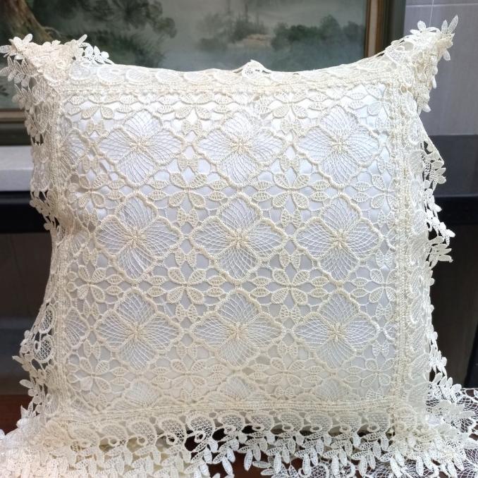 Sarung Bantal Kursi Sofa Set Mewah Bordir Import Organdi
