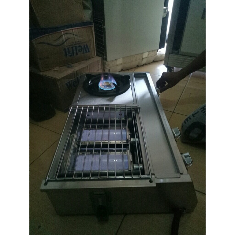 SANEX SN-KKP 128 kompor Gas 2 in 1+2 Panggangan BBQ Grill