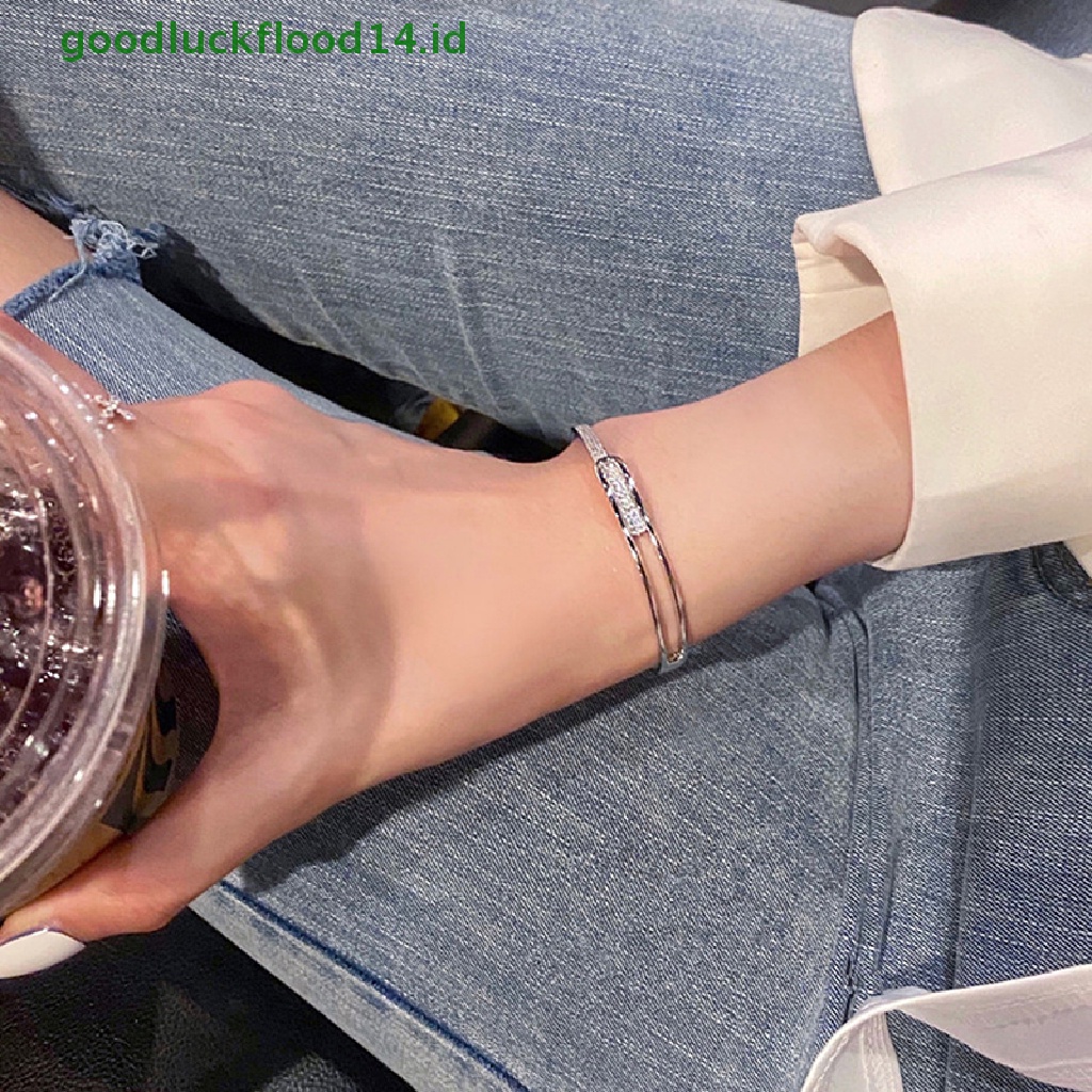 [GOOGFOUR] Zircon Charm Gelang Bangle Terbuka Gelang Desain Fashion Bangle Handmade Pesta Perhiasan Fashion Untuk Wanita Perempuan [TOP]