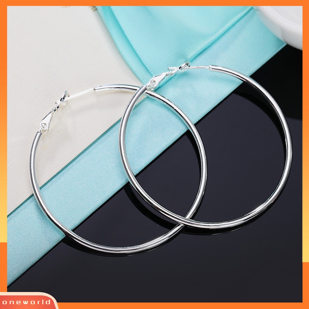 {oneworld} Fashion Wanita Diameter 5cm-8cm Potong Besar Bulat Hoop Anting Club Pesta Perhiasan