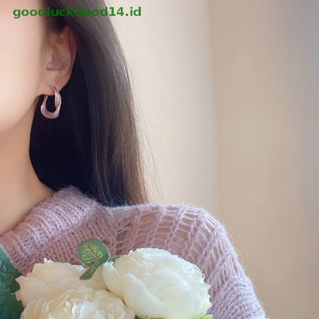 [GOOGFOUR] Mode Lavender Ungu Anting Untuk Wanita Logam Emas Memutar Garis Seni Ungu Stud Earrings Hadiah Perhiasan [TOP]