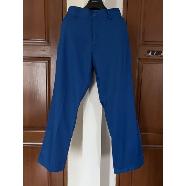 Celana Kulot Panjang Cotton Drill, Biru (E054)