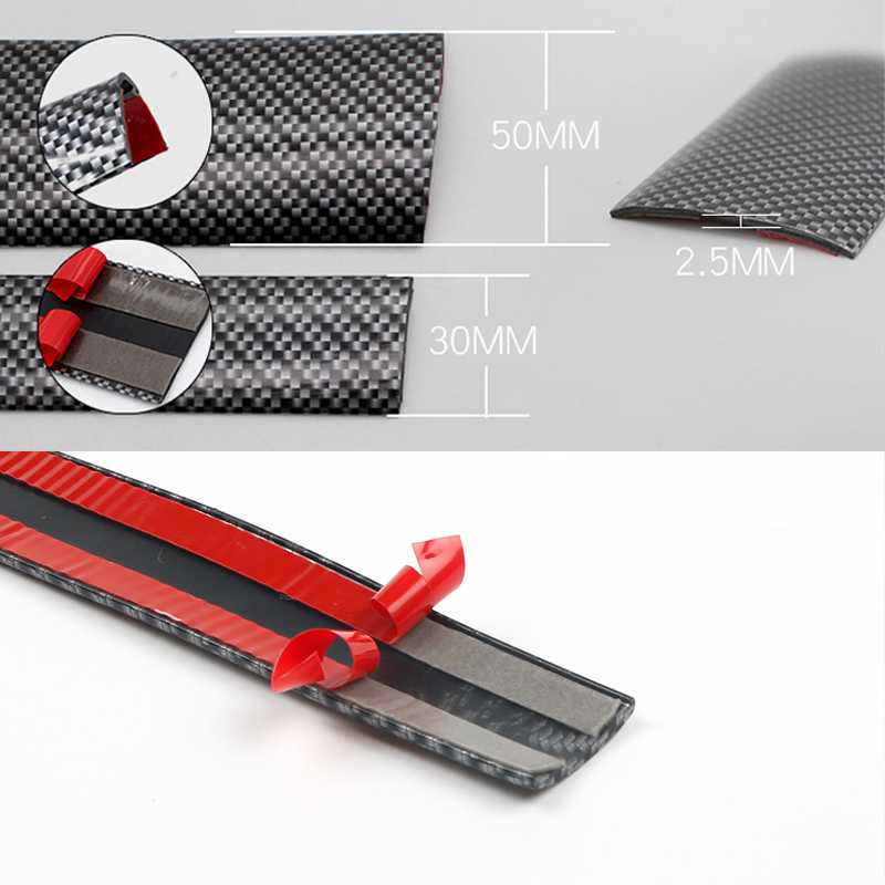 Stiker Vinyl Mobil Carbon Fiber Rubber Strip Bumper Guard 5 x 250 cm - C38404