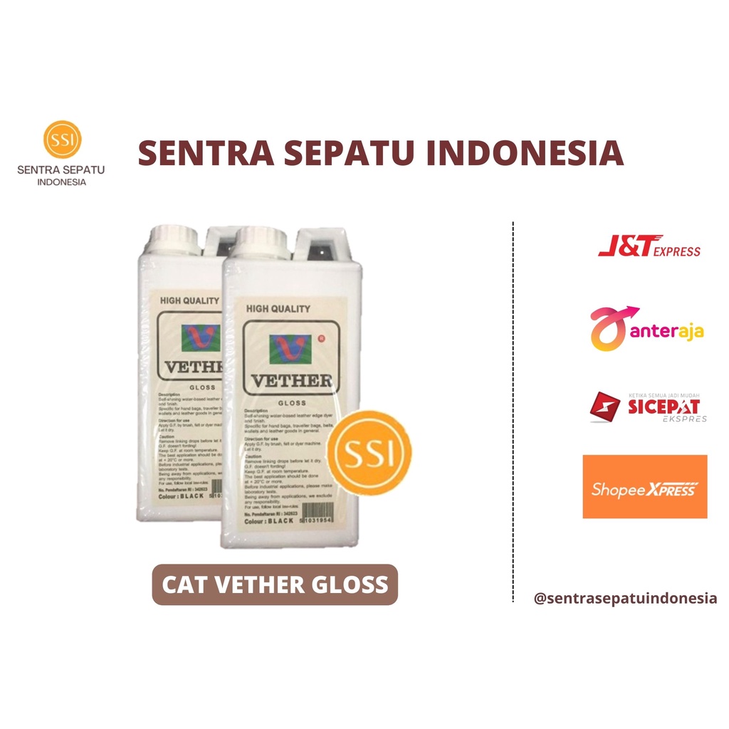 Cat Vether hitam glossy/dop untuk cat sol