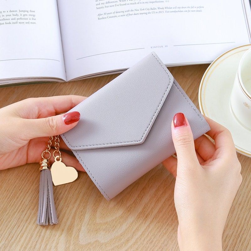 DOMPET WANITA KECIL DOMPET KOIN DOMPET MINI DOMPET LIPAT MURAH-Dompet Lipat 3 Abu
