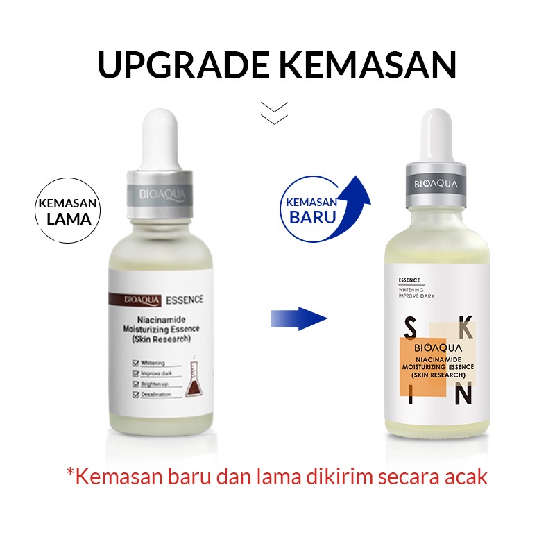 BIOAQUA Niacinamide Moisturizing Essence (Skin Research) Indonesia / Serum Wajah 30ml 50ml / Whitening Improve Dark / Kulit Kusam Kering Flek Hitam / Mencerahkan Brightening / Skincare Face Care Treatment Perawatan Bio Aqua Series / Moist Acne Wrinkle