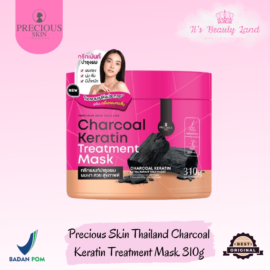 Precious Skin Thailand Charcoal Keratin Treatment Mask 310g | Hair Mask Keratin