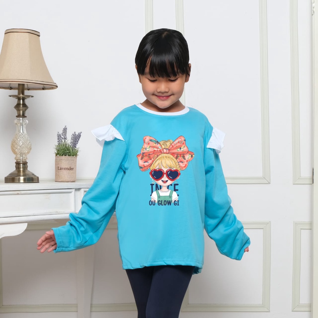 Hzl_outfit Baju Oblong Model Anak Out Glow Gi/baju anak perempuan oblong model lengan panjang