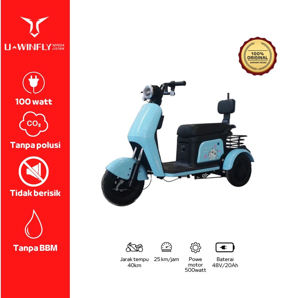 Uwinfly Sepeda Listrik Kitty Tiga Roda Ebike