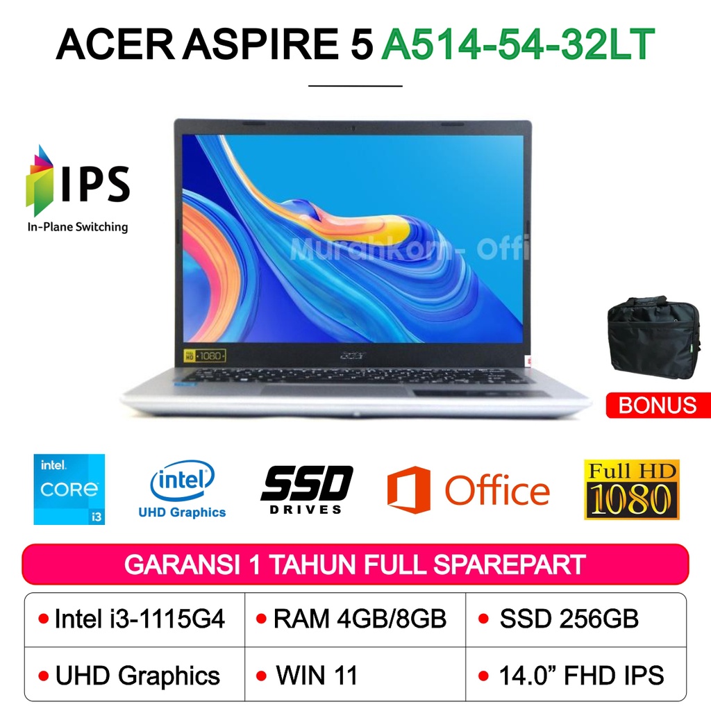 ACER ASPIRE 5 A514-54 INTEL CORE i3-1115G4 8GB 256GB SSD 14.0&quot; FHD IPS WIN 11