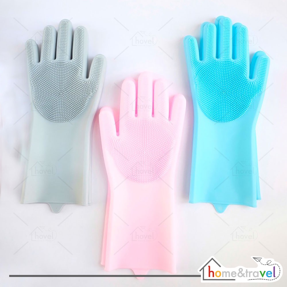 HOVELSHOP Sarung Tangan Cuci Piring Silicone Serbaguna Anti Bakteri