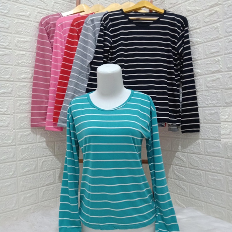 MALVARO-Kaos Wanita Andeline / Baju Salur Wanita / Salur Lengan Panjang